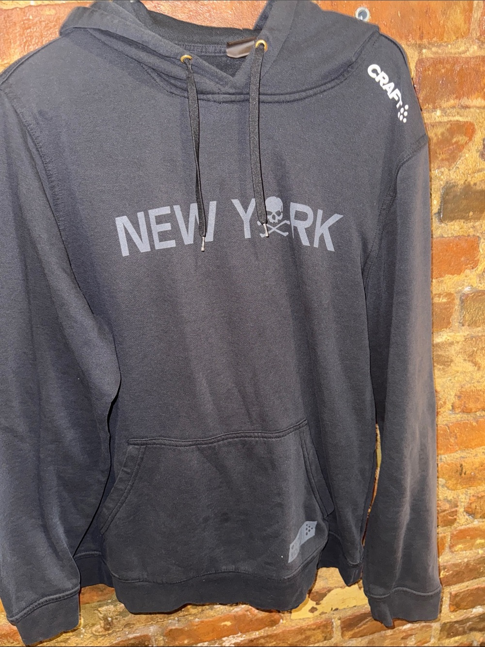 Craft Black NEW YORK Pullover Hoodie with Skull Accent